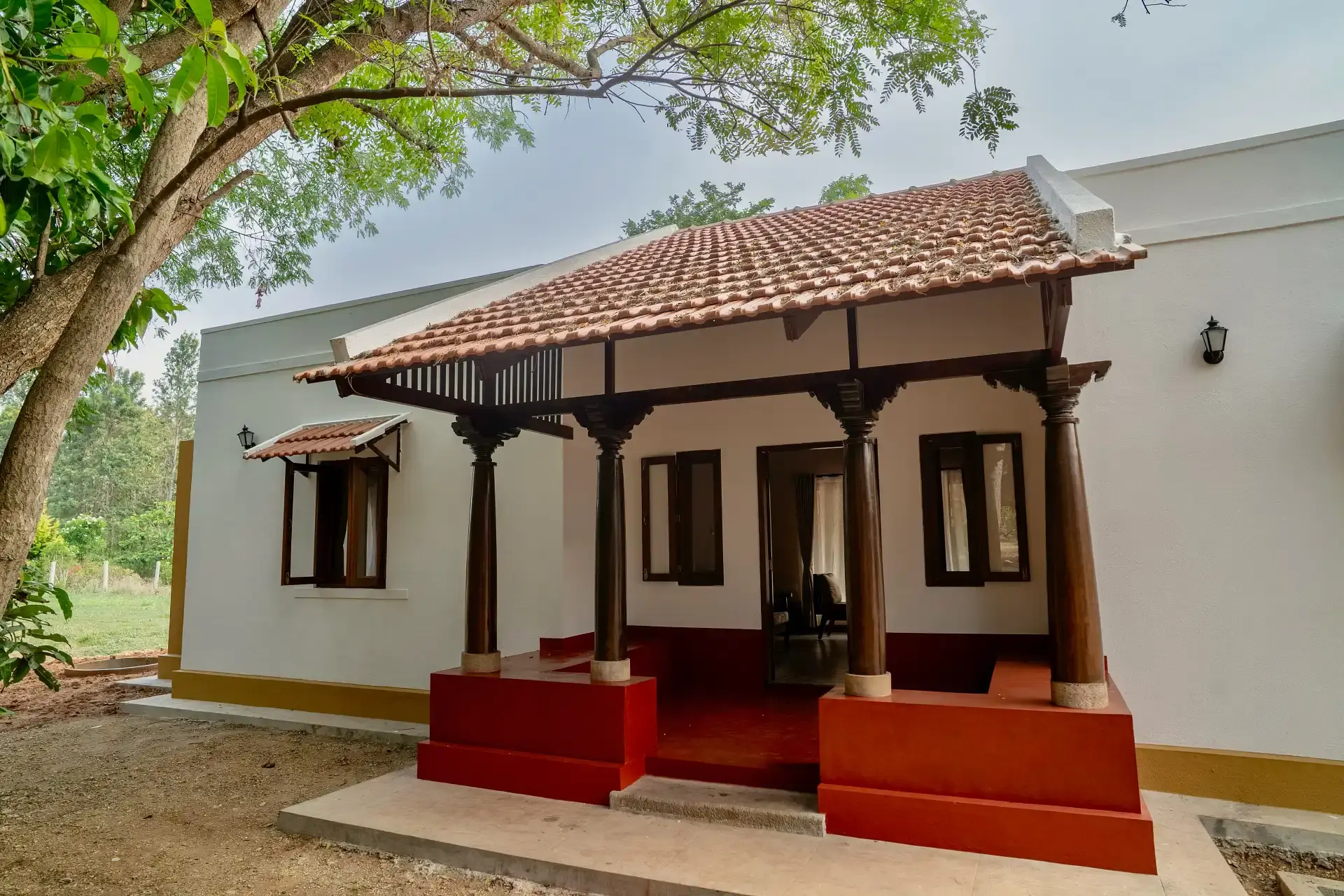 Shraddha & Sadhana — the spacious pair facing the long farm view